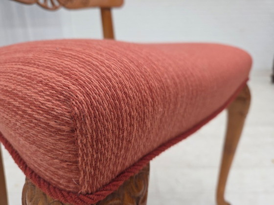 Image 1 of Anni '50, set di 6 sedie da pranzo danesi, mobili in lana, legno massello di rovere.