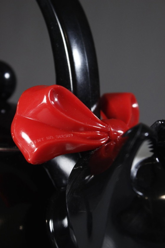 Image 1 of Vintage teapot from Via Ancona NYC, 1997, shaped like a black cat with a bell