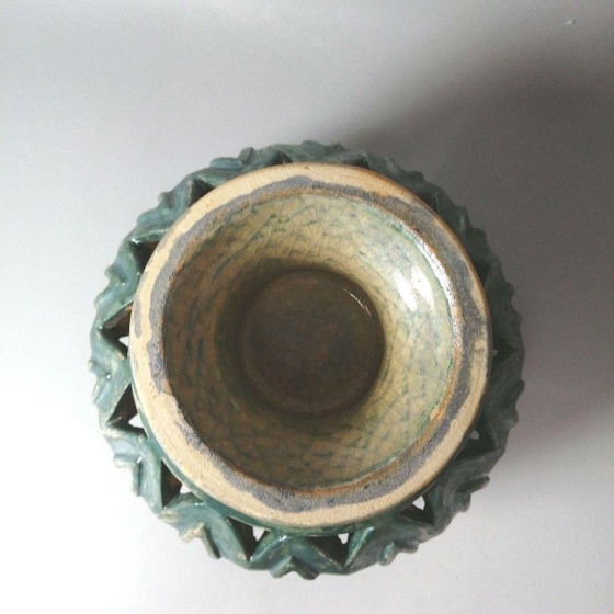 Image 1 of Tarro de cerámica japonés Kishu Ware con marca de agua de Sufo Kangawa