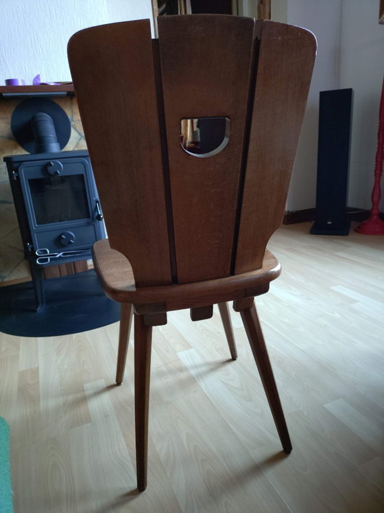 Vintage wooden brutalist Dining chairs, Brown (photo 3 of 5)