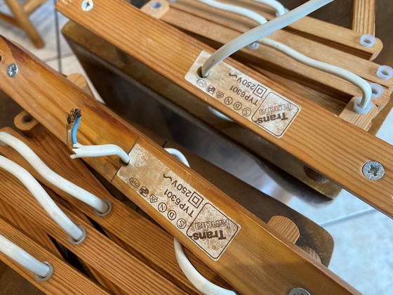 Image 1 of Coppia di appliques a fisarmonica in legno di pino di Translandia Danimarca Scandinavo vintage 1960