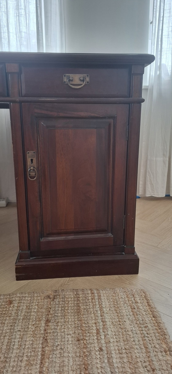 Image 1 of Solid wood desk with brass fittings
