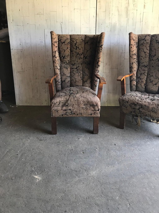 Set van Vintage Art Deco fauteuils, jaren 30