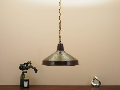 Deense messing hanglamp uit de jaren 60, mid-century modern stijl, met conische kap. – hanglampen, Brass (photo 2 of 9)