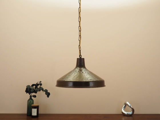 Deense messing hanglamp uit de jaren 60, mid-century modern stijl, met conische kap. – Hanglampen, Brass (photo 2 of 9)