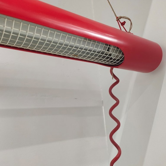 Image 1 of Ampia lampada vintage a tubo fluorescente massiccia in stile pop art da soffitto (rosso)