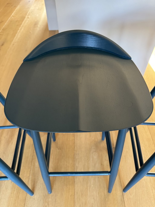 3x sgabello di design Ercol in blu