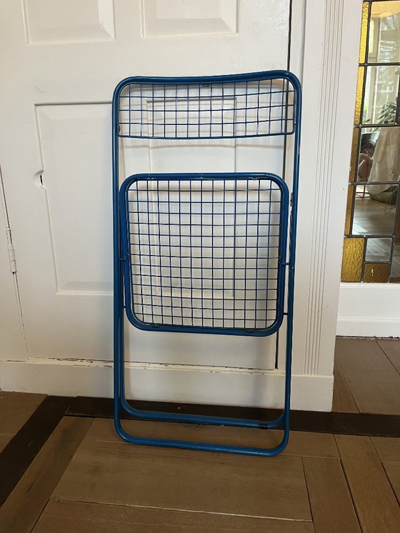 Image 1 of 3x Vintage folding chair by Niels Gammelgaard, two shades of blue and yellow