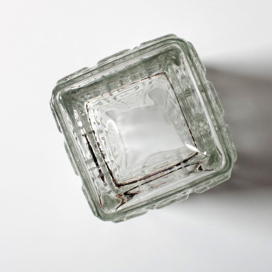 Image 1 of Vintage Mid-century Clear Pressed Glass Vase Taalari by Tamara Aladin / Riihimäen Lasi Glassworks Finland / 1969