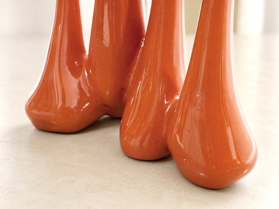 Image 1 of Antonia Campi vaas voor Società Ceramica Italiana Laveno, jaren 50, vintage oranje keramische vaas, Italiaans design