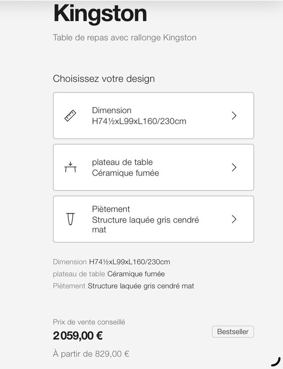 Image 1 of BoConcept: Ausziehbarer Esstisch Kingston 160 cm / 230 cm aus Keramik