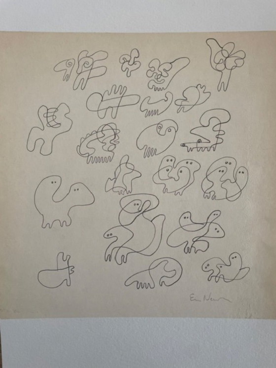 Image 1 of Unique line artwork by Ervin Neuhaus (1928-2012)