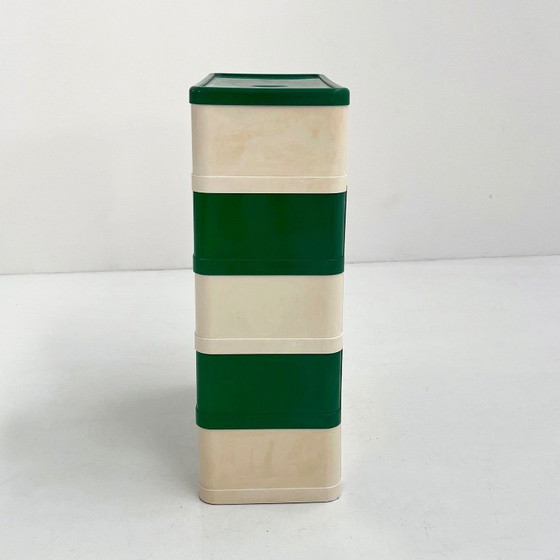 Image 1 of Cassettiera verde e bianca modello 4964 di Olaf Von Bohr per Kartell, anni &#39;70