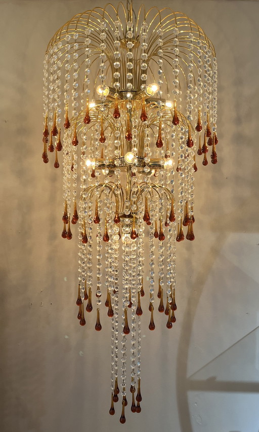 Xxxl Murano brown teardrop chandelier hanging lamp pendants