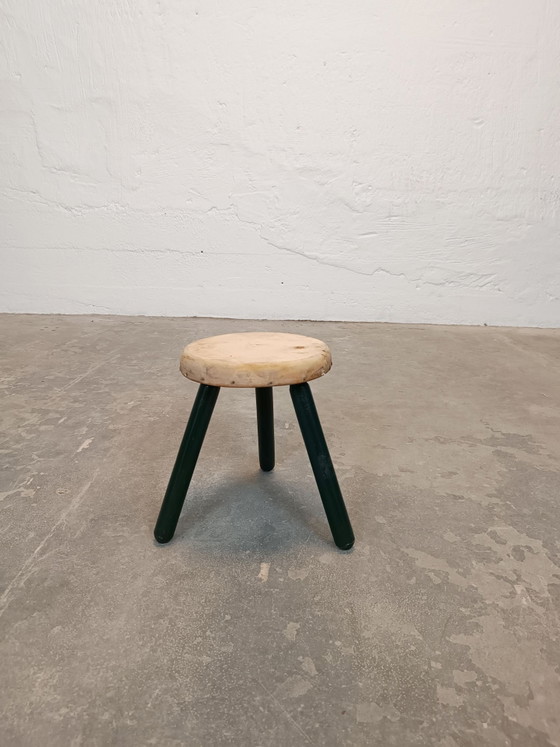 Tabouret trépied en bois rustique vintage, Marron (photo 5 sur 15)