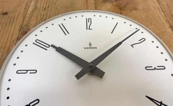 Image 1 of Grey Industrial Factory Wall Clock from Siemens, 1970s