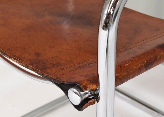 Image 1 of Chaise Mart Stam S34 en chrome et cuir selle par Fasem – années 1970