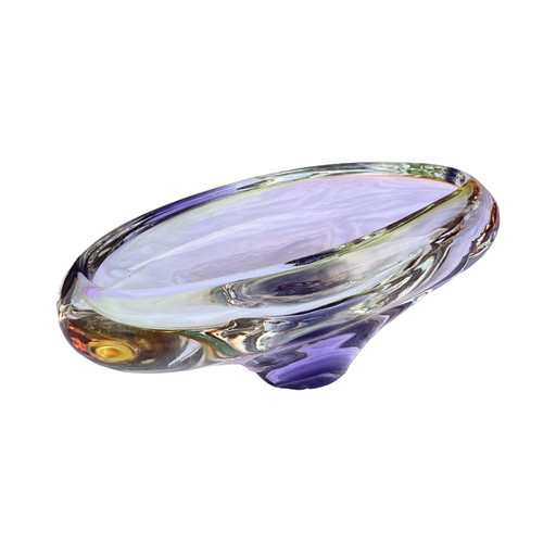 Glass Platter, Designed by J. Rozinek, Borskie Sklo, Czechoslovakia, 1960s