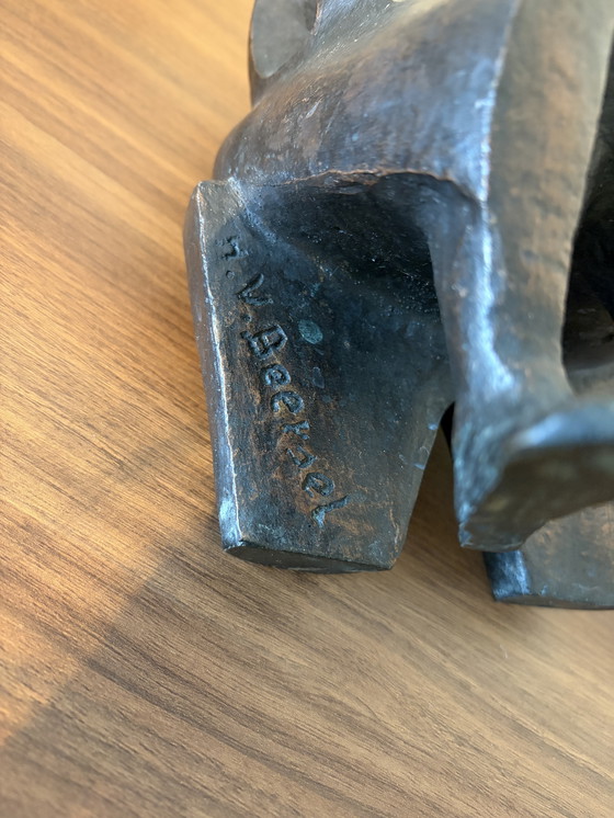 Image 1 of Beautiful Bronze Sculpture – H.V. (Henny) Beckers – Titled 'Commitment'
