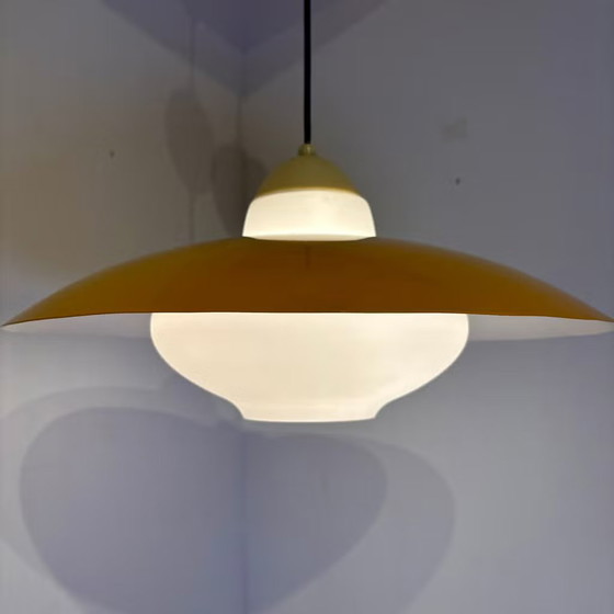 Philips, Louis Kalff UFO, Lampada a sospensione vintage anni '50 - '60, Lampade a sospensione, Metallo, Giallo (foto 7 di 21)