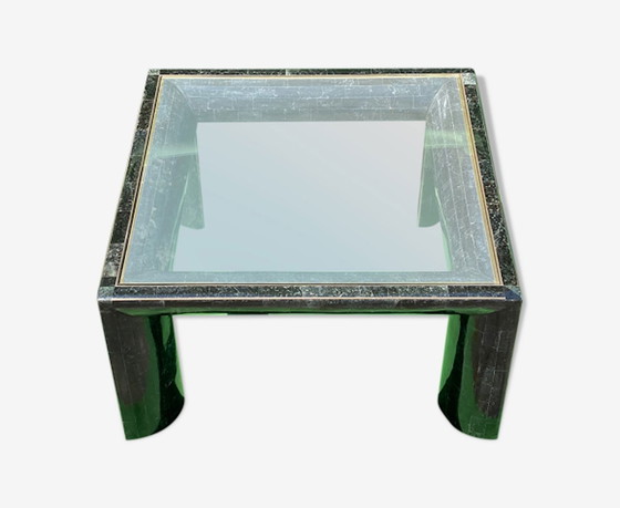 Image 1 of Black stone coffee table with tessellation by Maitland Smith, 1970S