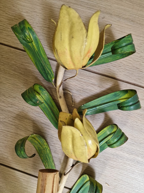 Image 1 of Lampada da parete in metallo 3 tulipani vintage