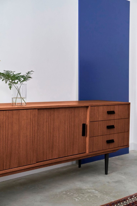 Image 1 of Dressoir gebeitst teak T-S03 schuifdeur en 3 laden