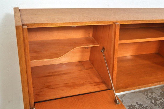 Mid-century sideboard with slanted front, 1950s – Wood (photo 8 of 13)