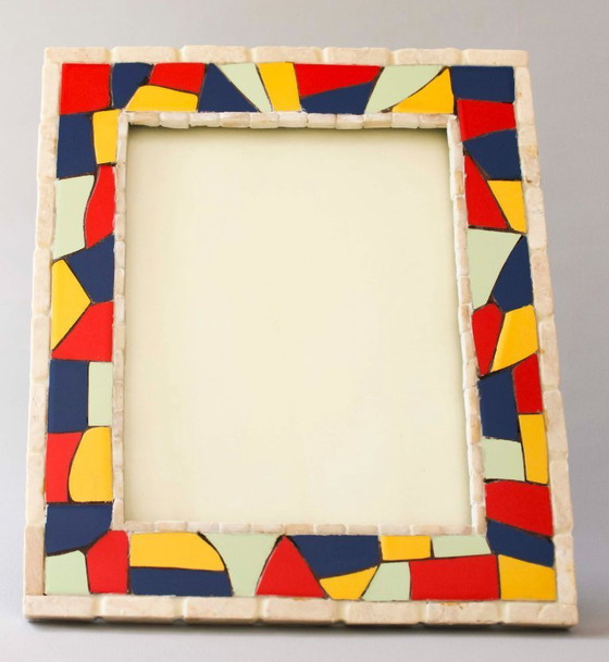 Image 1 of Fotorahmen mit einem modernistischen Trencadís-Mosaik (Gaudí, Barcelona). Handgefertigter Rahmen für Fotografien.