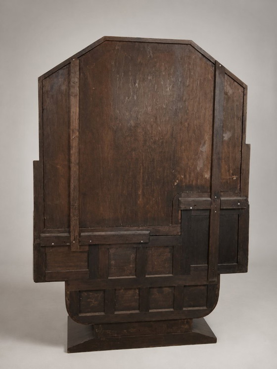 Original restored Art Deco dressing table, burl wood, mirror and original hardware (photo 4 of 5)