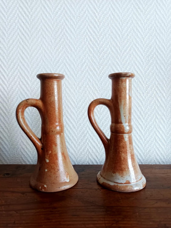 Image 1 of Paire de Bougeoirs en Grès Vintage