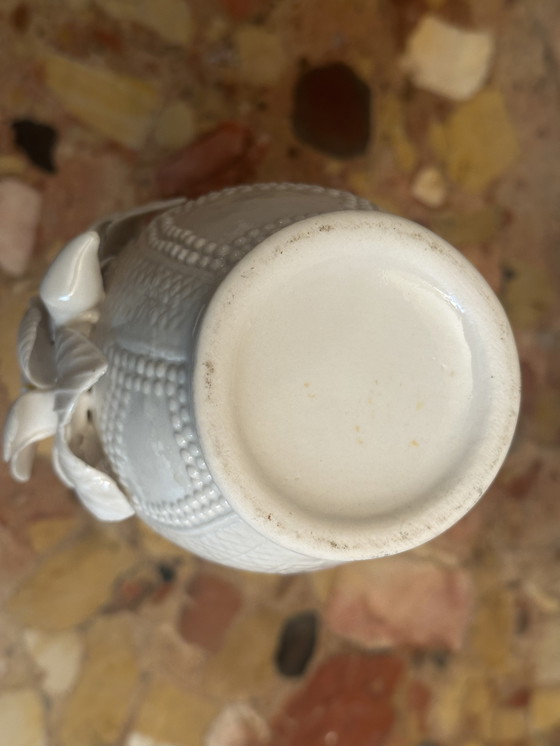 Image 1 of Vintage white ceramic and majolica vase H 21 cm