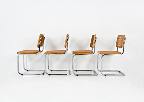 Image 1 of Chaises de salle à manger style B32 de Marcel Breuer, lot de 4