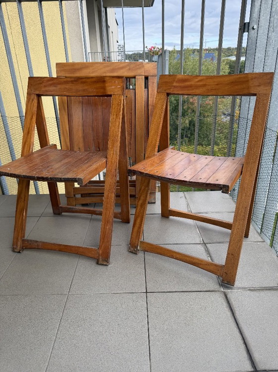 Set von 5 Aldo Jacober for Alberto Bazzani – Klappstühle, Holz (photo 2 of 5)