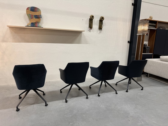 Image 1 of 4 Sedie da pranzo Leolux Callas in tessuto blu/pelle