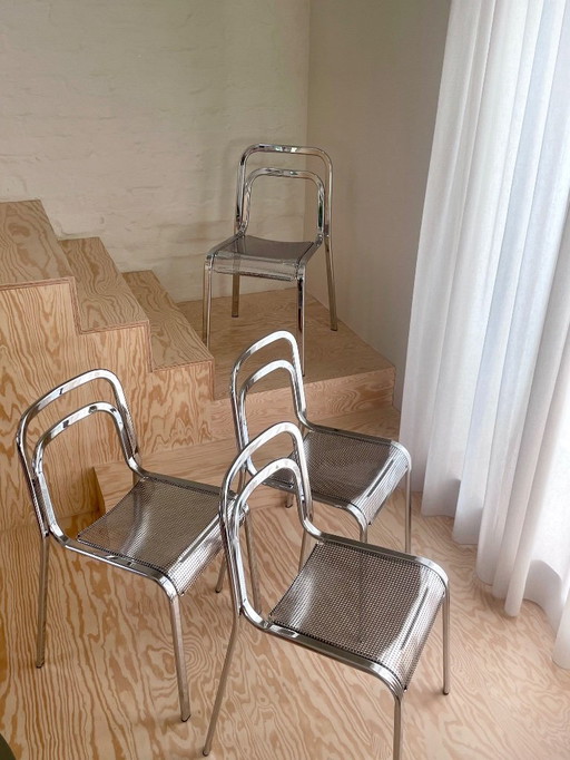 4x chaises chromées Gastone Rinaldi