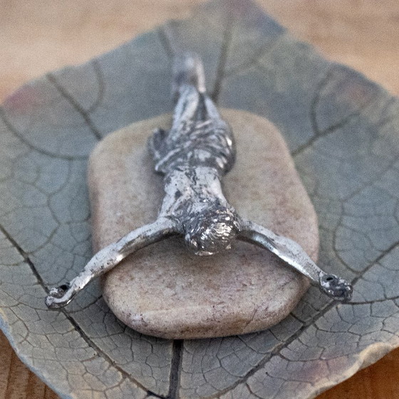 Image 1 of Antique 19th-century French metal Corpus Christi for a crucifix