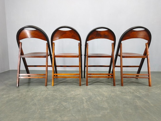 Image 1 of Set van vier Bauhaus klapstoelen B751 van Ligna, Tsjechoslowakije, jaren 1930.