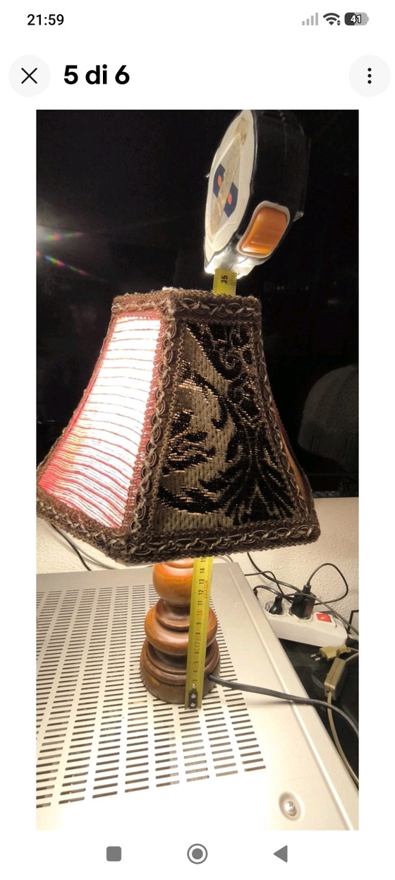 Ethnic Lamp With Handcrafted Lampshade Made of Fine Fabrics – Table lamps, Textile, Velvet (photo 5 of 6)