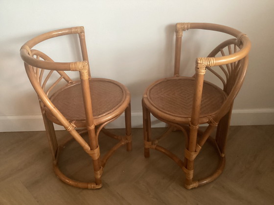 Image 1 of Set da bistrot in rattan e bambù, set da balcone, set da palma Tete a Tete