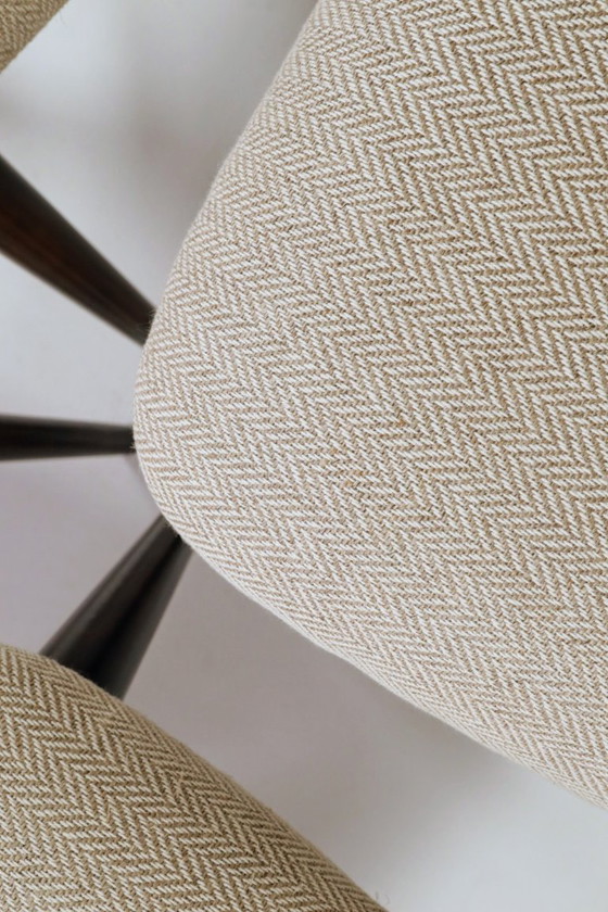 Image 1 of Set di 6 sedie da pranzo scandinave con motivo a spina di pesce tradizionale