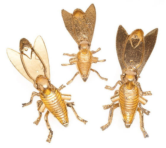 Set of 3 gilded fly ashtrays – Decorative Objects, Metal, Gold (photo 3 of 6)