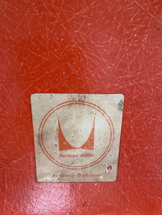 Image 1 of 4 chaises Eames originales en fibre de verre Herman Miller – Orange – Piètement Eiffel (DSR)