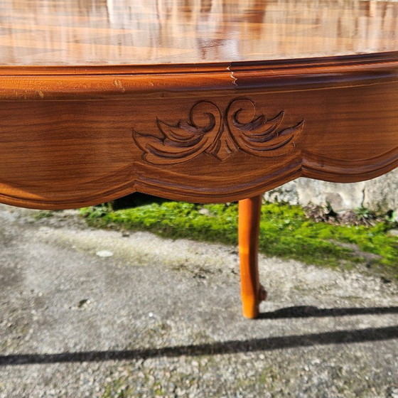 Image 1 of French Vintage Marqueterie Dining Table-extandable Cherrywood Table -Style Louis XV-80s