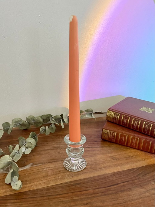 Vintage molded glass candle holder