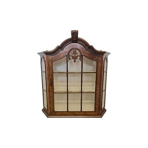 Antiker Wandvitrine aus Wurzelnussholz, 1970er Jahre – wanddecoratie, Wood