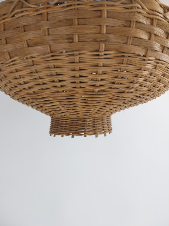 Image 1 of 1 x lampada a sospensione in vimini della metà del secolo scorso