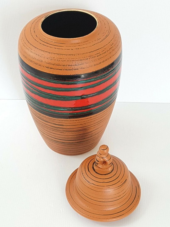 Image 1 of GERMAN CERAMIC AMPHORA VASE WEST GERMANY 1960 VINTAGE 60S 60'S 1960s
