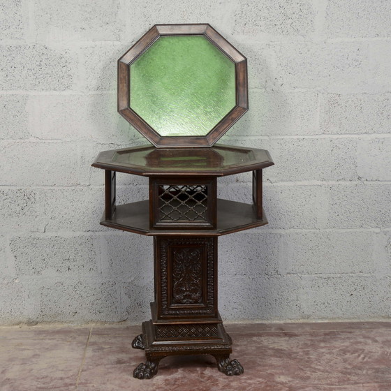 Late 19th Century Maggini Revolving Occasional Table with Removable Glass Top, Coffee tables, Wood, Brown (photo 10 of 20)