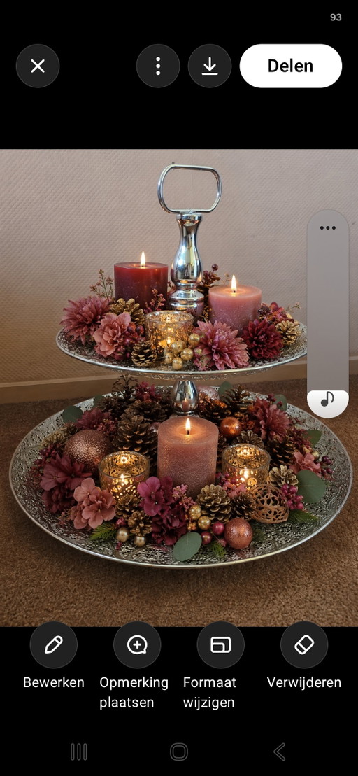 Stijlvolle zilverkleurige decoratieschaal / etagère Een echte blikvanger!